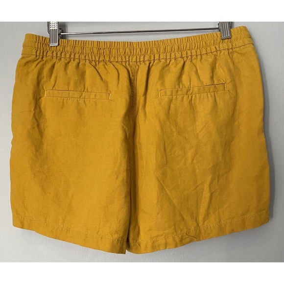 POINT SUR Seaside Mustard Linen Blend Shorts M Drawstring Elastic Waist J. Crew - Picture 6 of 6